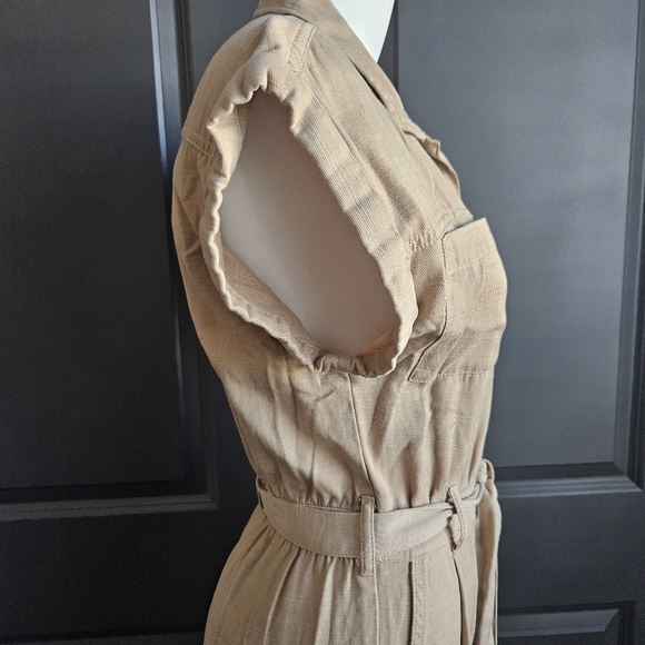 Abercrombie & Fitch XS Belted Brown Utility Jumpsuit Women Petite Short Sleeve - Picture 5 of 12